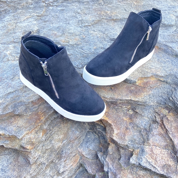 Soda **Black** Suede Bootie Wedge Shoe - Picture 3 of 3